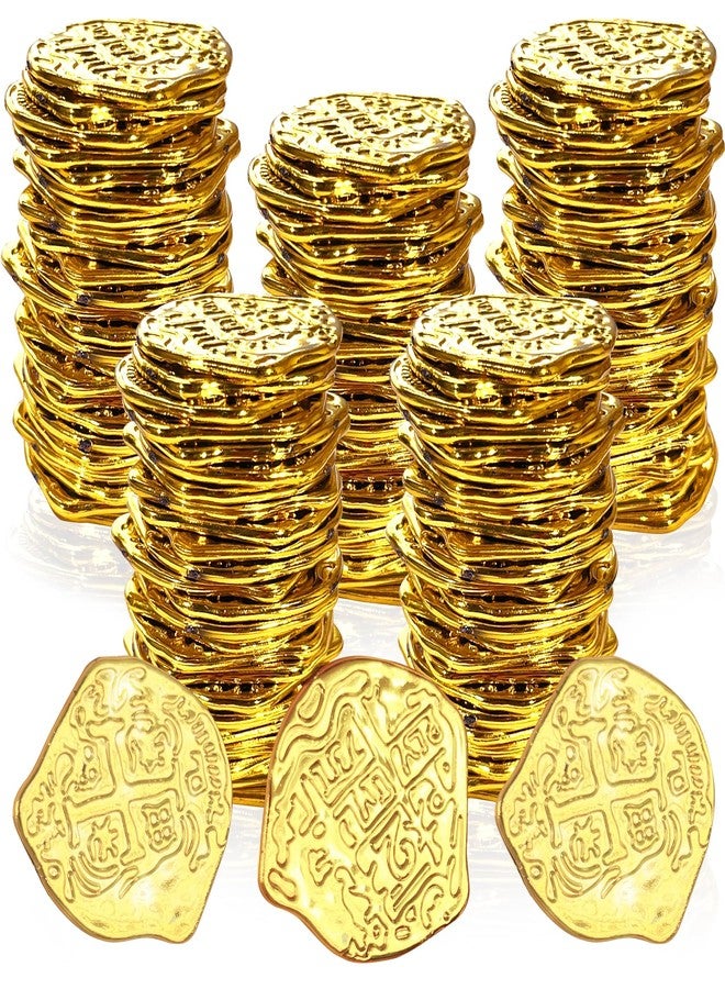 UOUYOO 100 Pcs Plastic Gold Coins Fake Coins Pirate Coins for Pirate Treasure Classroom Reward Board Games Treasure Chest Cosplay Tokens - Image 1